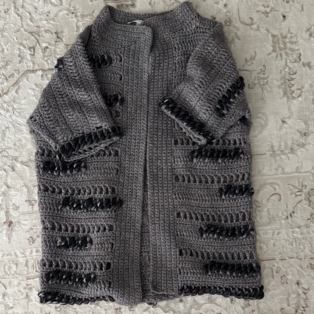 Diane Von Furstenberg Gray and Black Cardigan